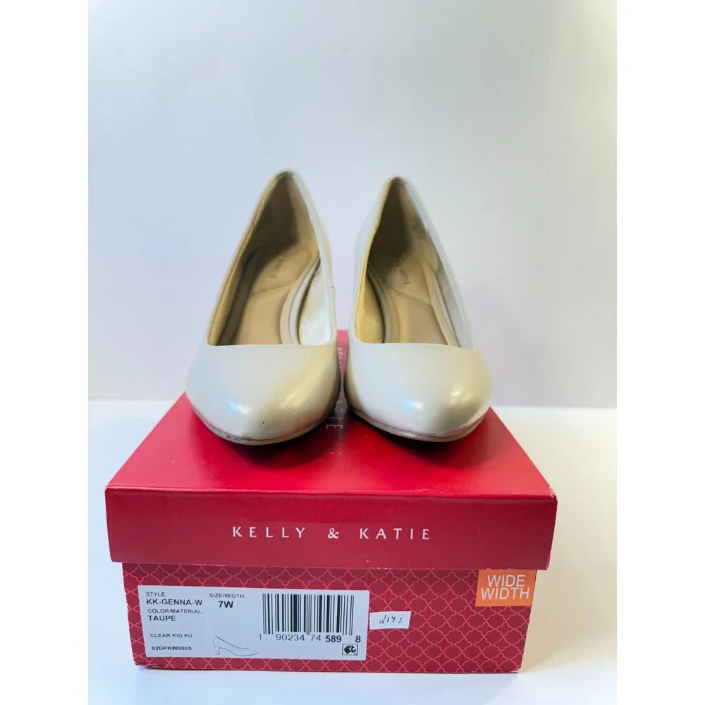 Kelly & Katie Womens Heels Beige Patent Leather US 7